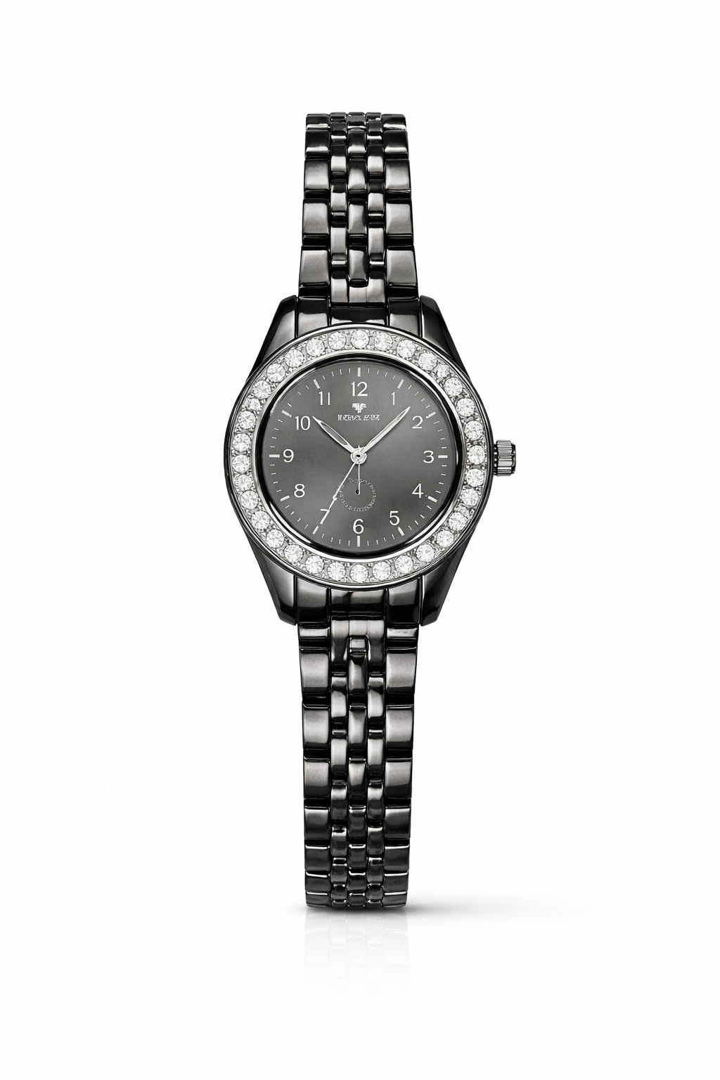 Black  Dial Crystal Stainless Steel Women’s Watch