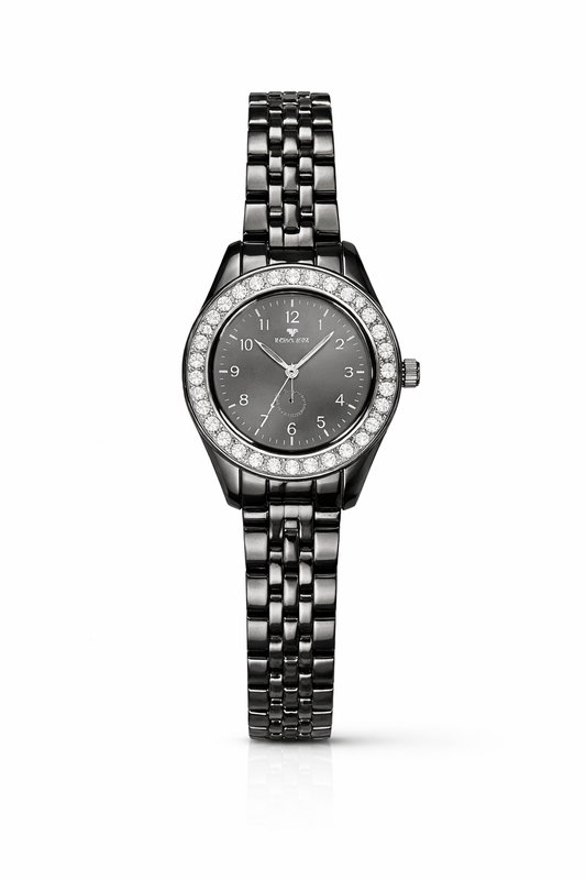 Black  Dial Crystal Stainless Steel Women’s Watch