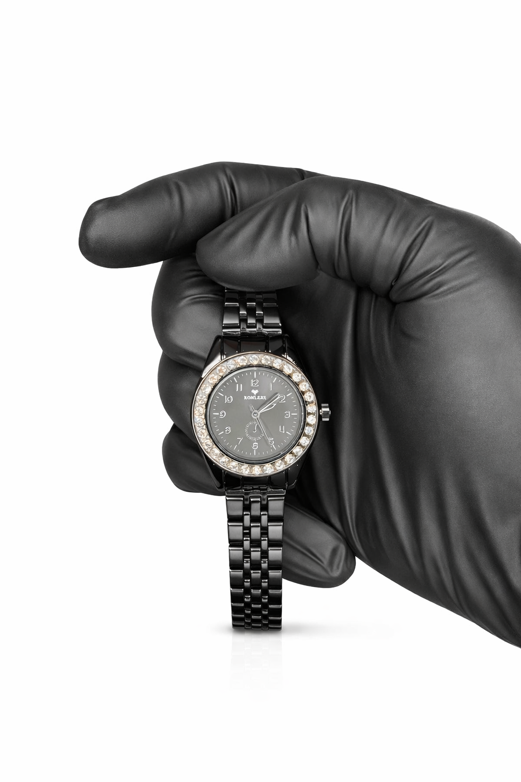 Black  Dial Crystal Stainless Steel Women’s Watch